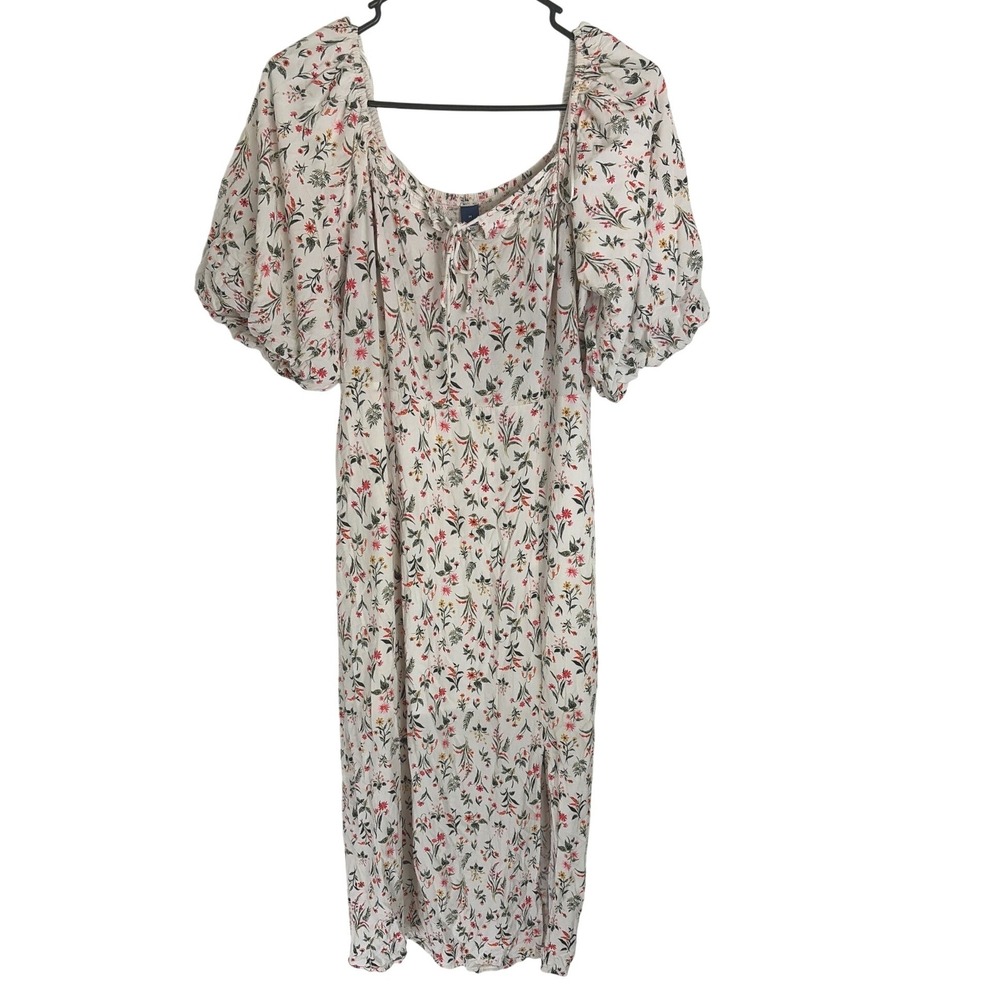 Old Navy Womens Floral Peasant‎ Cottagecore Midi Dress Puff Sleeve Smocked M